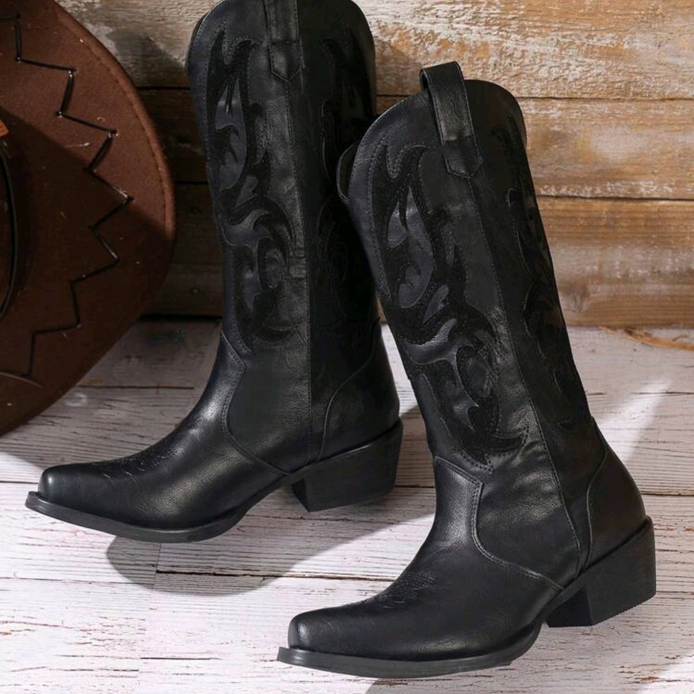 Women's Fashionable Vintage Autumn Embroidered Western Cowboy Boots - Picture 2 of 8